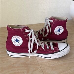Converse Chuck Taylor High Tops in Rich Burgundy - size men’s 7.5 or women’s 9.5